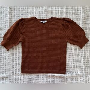 NWOT Madewell CinnamoN Merino Wool-Silk Blend Puff-Sleeve Sweater Tee Size XXS